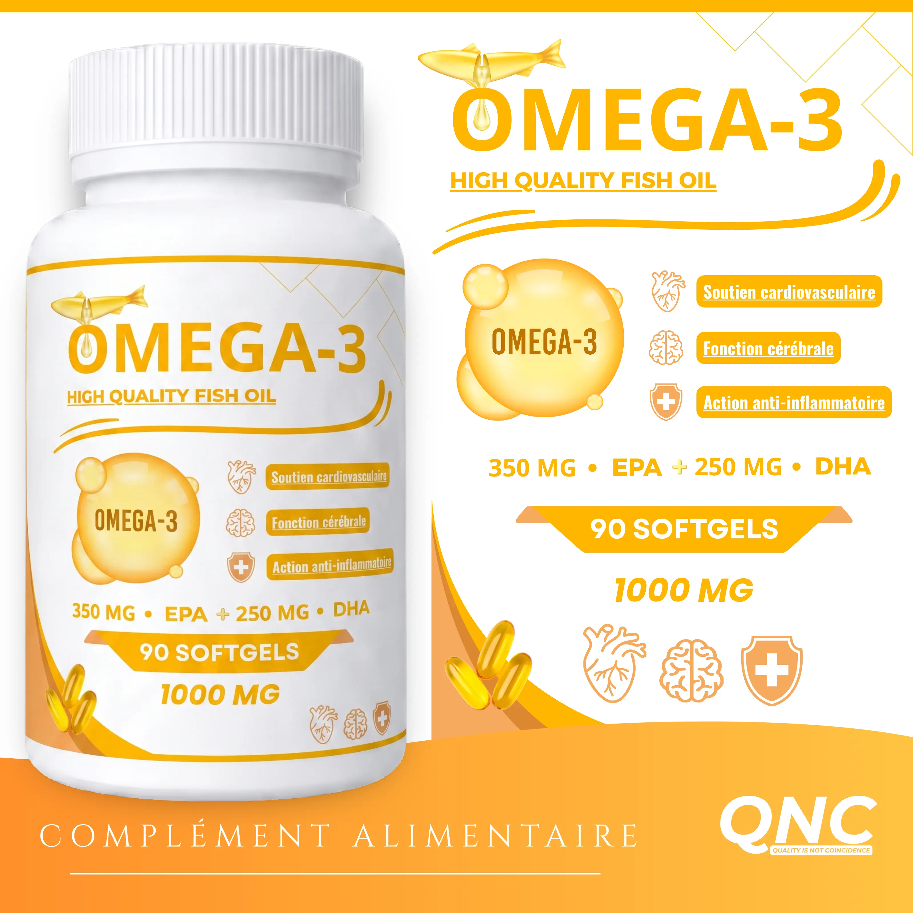 Oméga-3 1000 mg EPA & DHA QNC