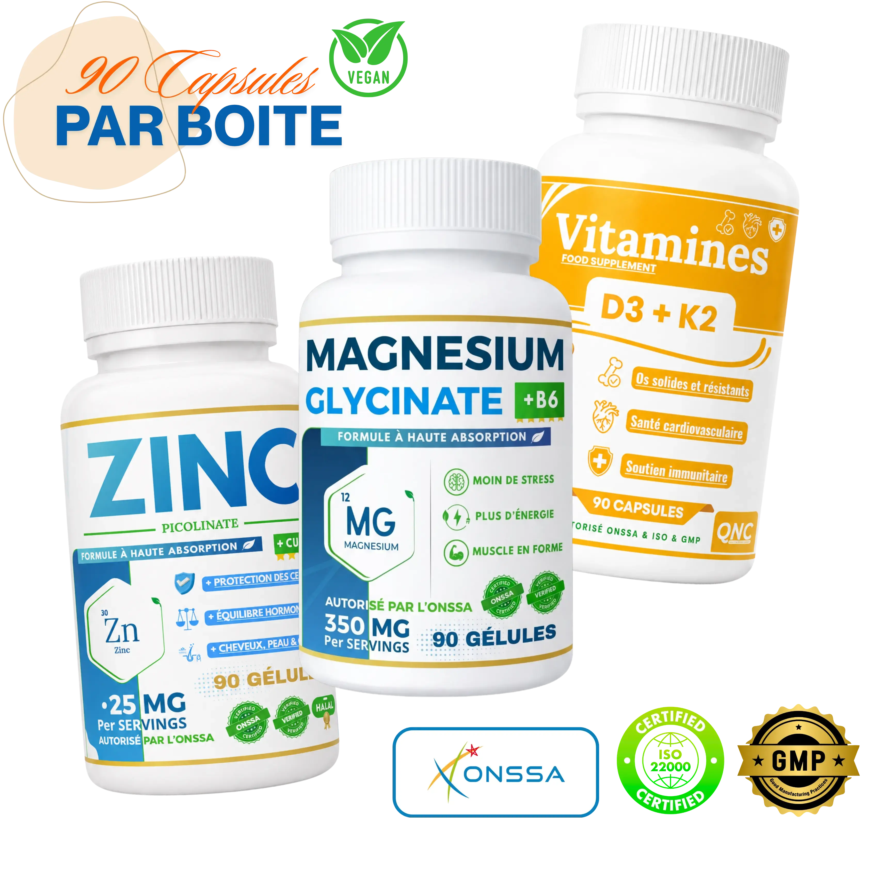 Pack Testo Boost QNC — Zinc, Vitamine D3+K2 et Magnésium